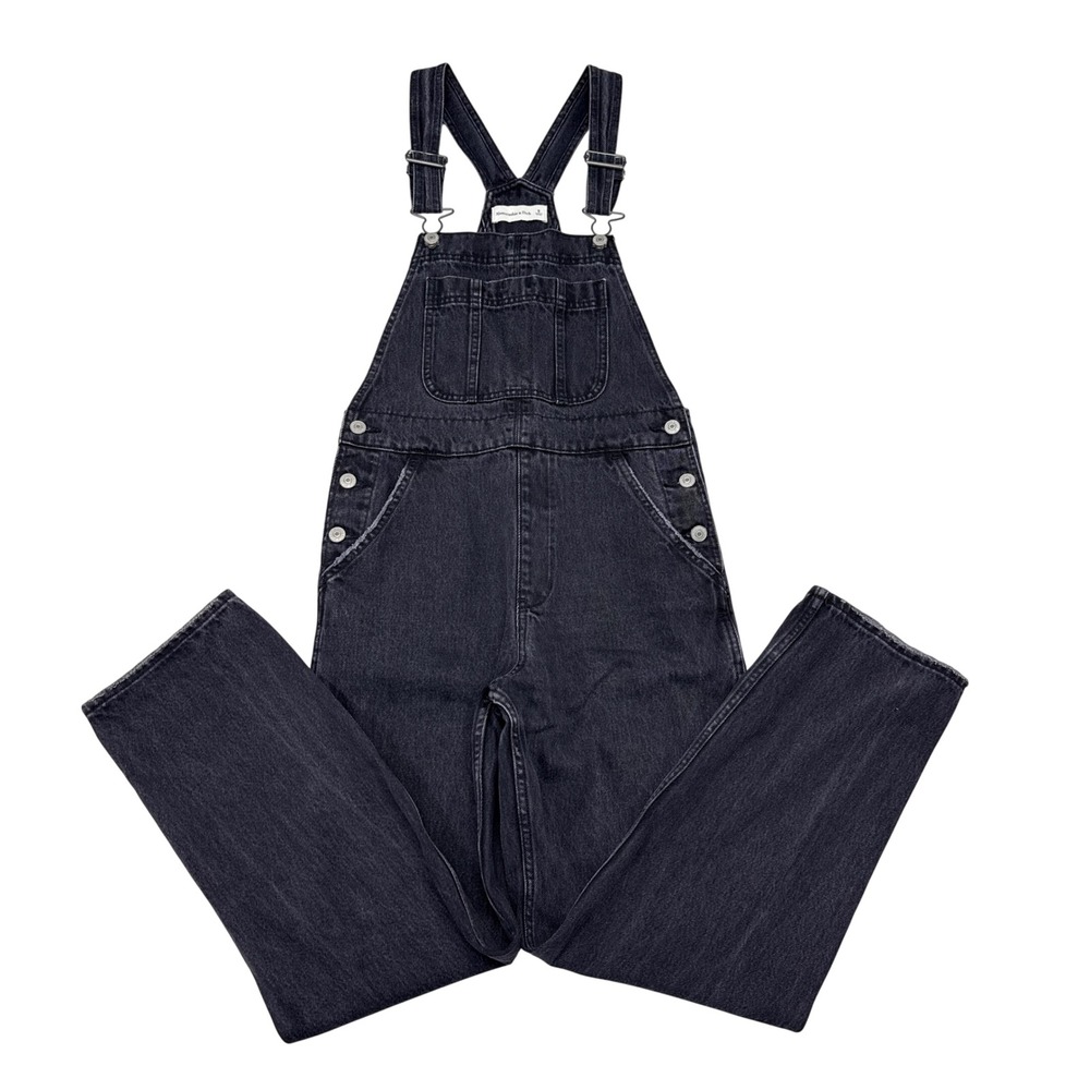 Abercrombie & Fitch Denim Overalls Womens Size Small Black Casual Jeans